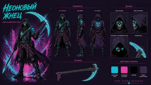 Create a premium cinematic character bible sheet for a vi...