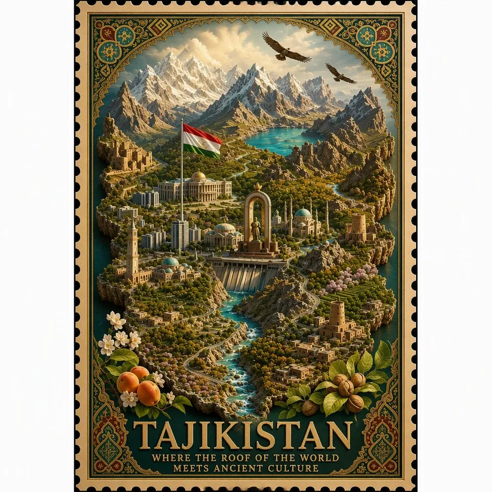 پرامپت سه‌بعدی با چت جی پی تی GPT Image : A richly illustrated vintage travel poster… - ساخته‌شده با چت جی پی تی GPT Image