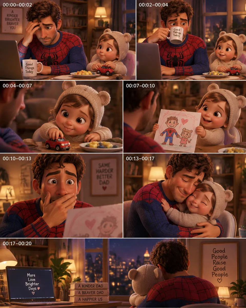 پرامپت استوری‌بورد با چت جی پی تی GPT Image : Create a heartwarming 20-second cinematic 3D… - ساخته‌شده با چت جی پی تی GPT…