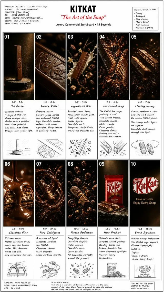 Create one professional commercial storyboard presentatio...