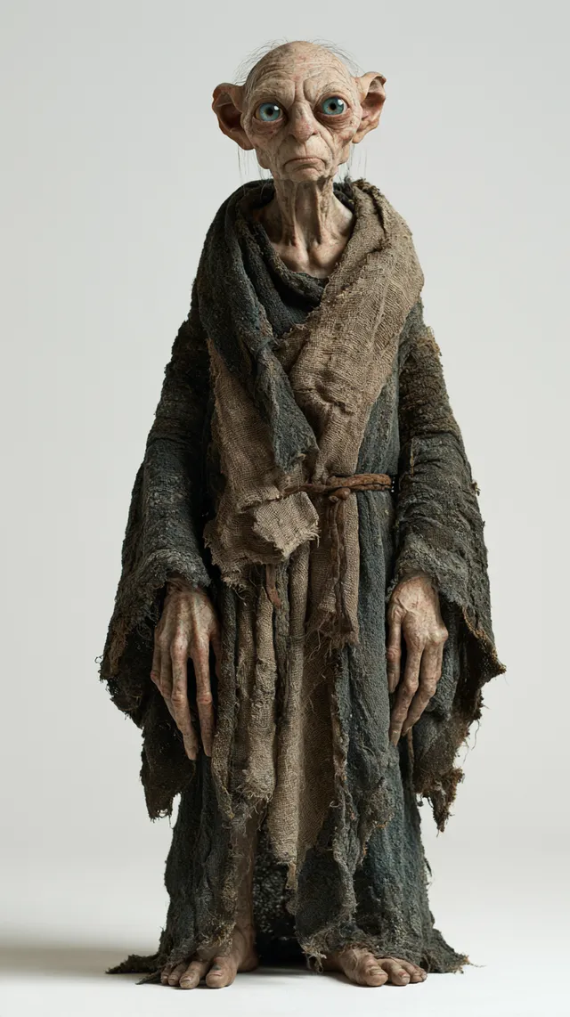 Full-body front-view character design of a strange ancien...