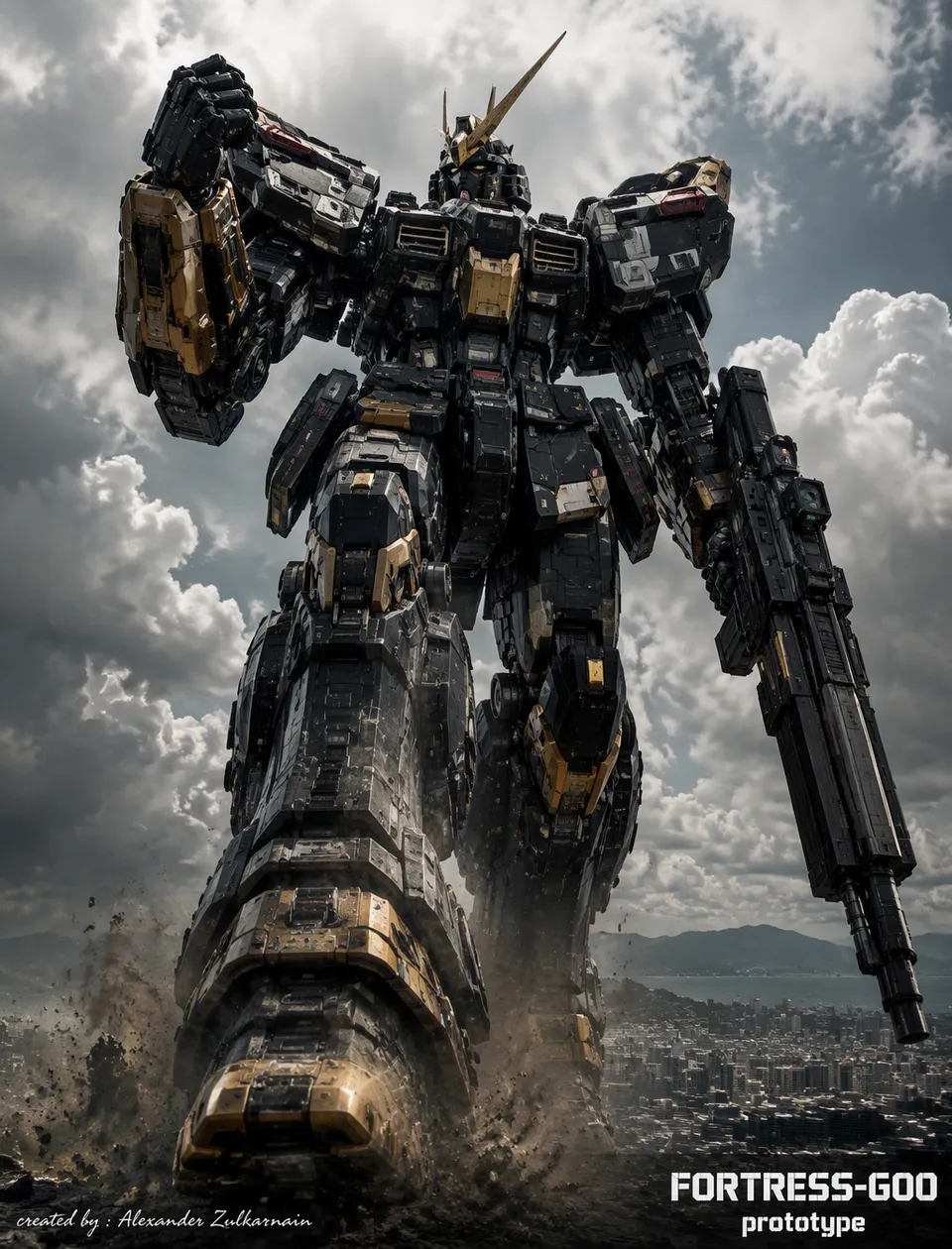 پرامپت استوری‌بورد با چت جی پی تی GPT Image : A colossal bipedal mecha robot walking… - ساخته‌شده با چت جی پی تی GPT Image