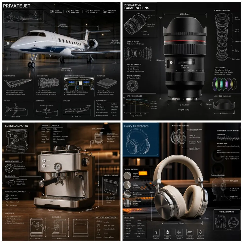پرامپت محصول با چت جی پی تی GPT Image : Premium technical infographic of Object . Use… - ساخته‌شده با چت جی پی تی GPT Image