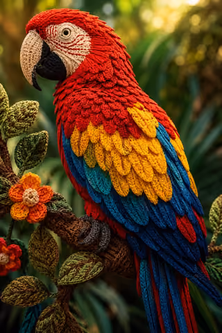 پرامپت سه‌بعدی با چت جی پی تی GPT Image : A magnificent Scarlet Macaw perched on a… - ساخته‌شده با چت جی پی تی GPT Image