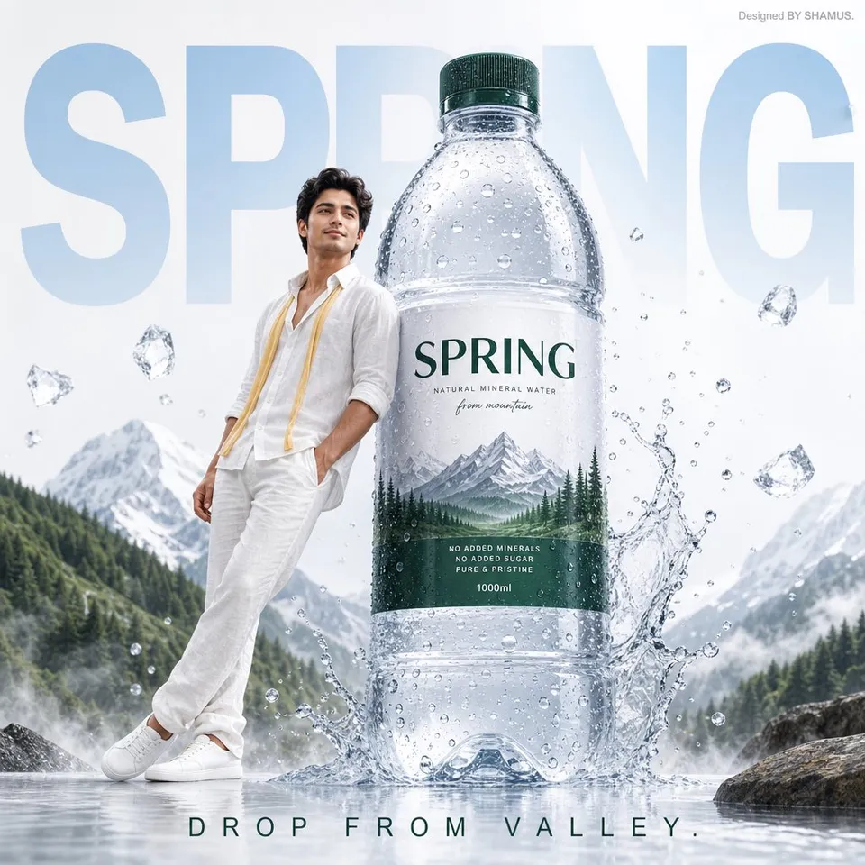 پرامپت محصول با چت جی پی تی GPT Image : A premium mineral water advertisement poster… - ساخته‌شده با چت جی پی تی GPT Image