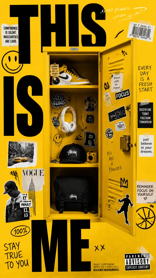 A premium 9:16 youth-culture advertising poster.Main Subj...
