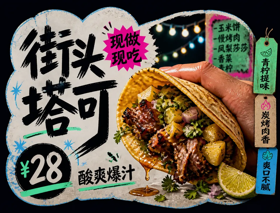 پرامپت محصول با چت جی پی تی GPT Image : Use the "Black Cutout Food Card Ad" visual… - ساخته‌شده با چت جی پی تی GPT Image