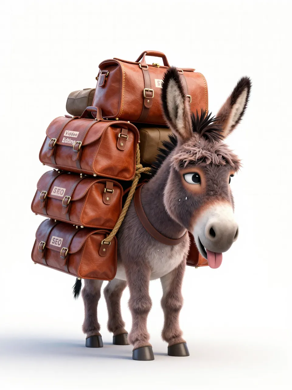 پرامپت سه‌بعدی با z-image-turbo: A weary, anthropomorphic donkey with… - ساخته‌شده با z-image-turbo