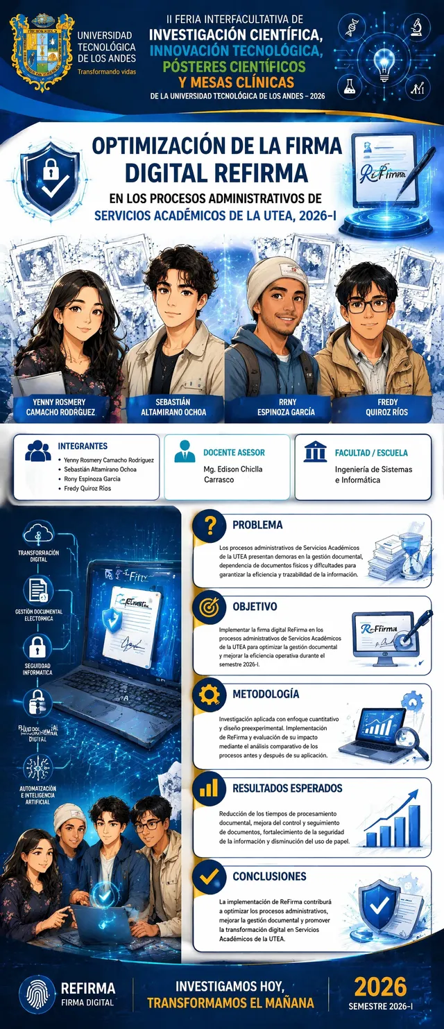 Diseña un póster académico profesional para una feria de ...