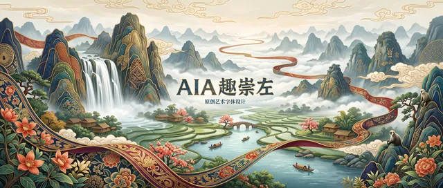 国际高端文旅活动主视觉KV，主题"AIA 趣崇左"，21:9超宽银幕构图，电影级视觉，高级商业海报设计。整体风格参...