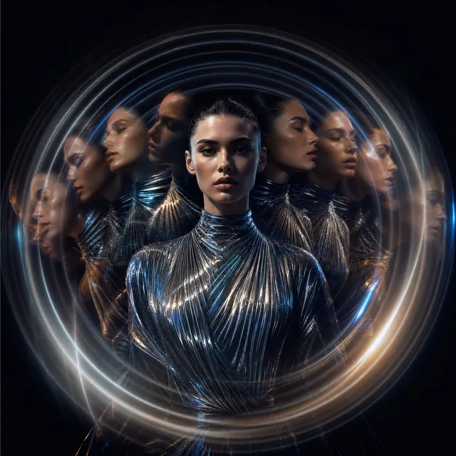 Aspect ratio 1:1. Ultra-realistic fashion editorial cover...
