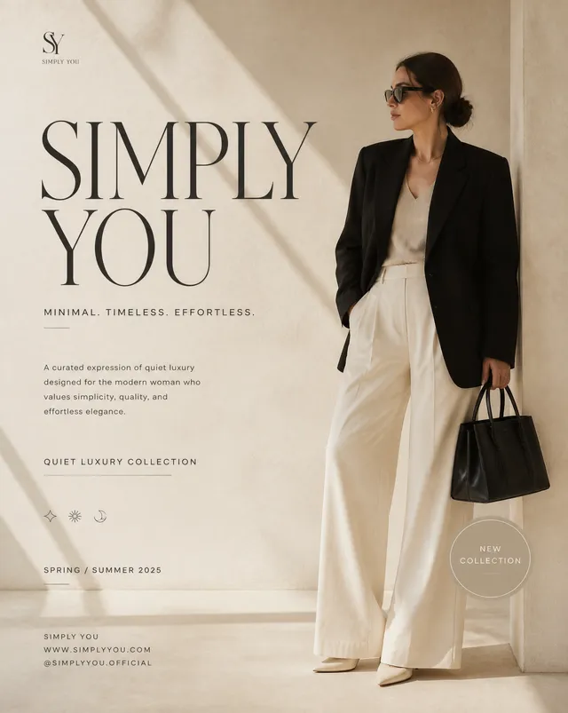Create an elegant, premium editorial fashion poster inspi...