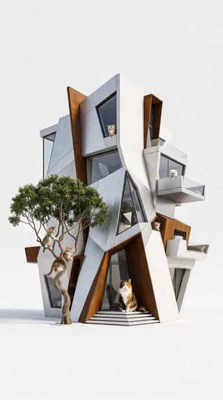 پرامپت پس‌زمینه با نانو بنانا جمینای : A breathtaking luxury cat house inspired by… - تصویر 4، ساخته‌شده با نانو بنانا جمینای