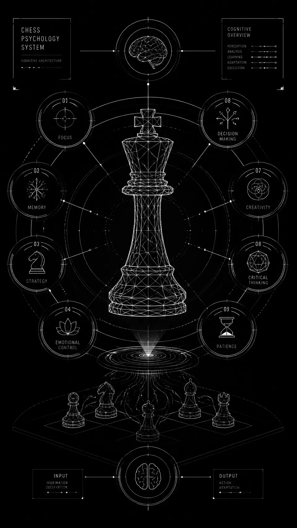 پرامپت پس‌زمینه با چت جی پی تی GPT Image : { "prompt": "Ultra-minimal chess psychology… - ساخته‌شده با چت جی پی تی GPT Image