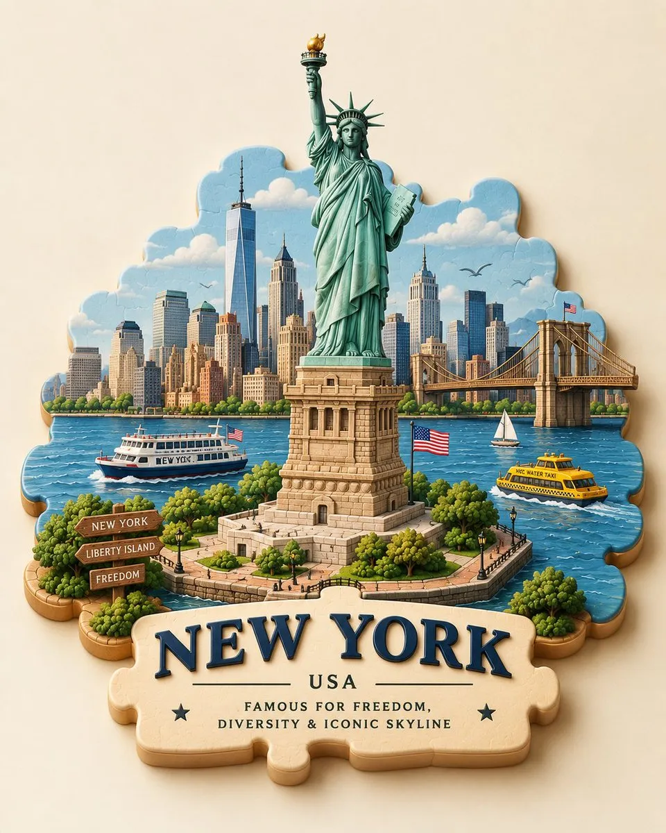 پرامپت سه‌بعدی با چت جی پی تی GPT Image : Create a charming 3D puzzle-piece travel scene… - ساخته‌شده با چت جی پی تی GPT…