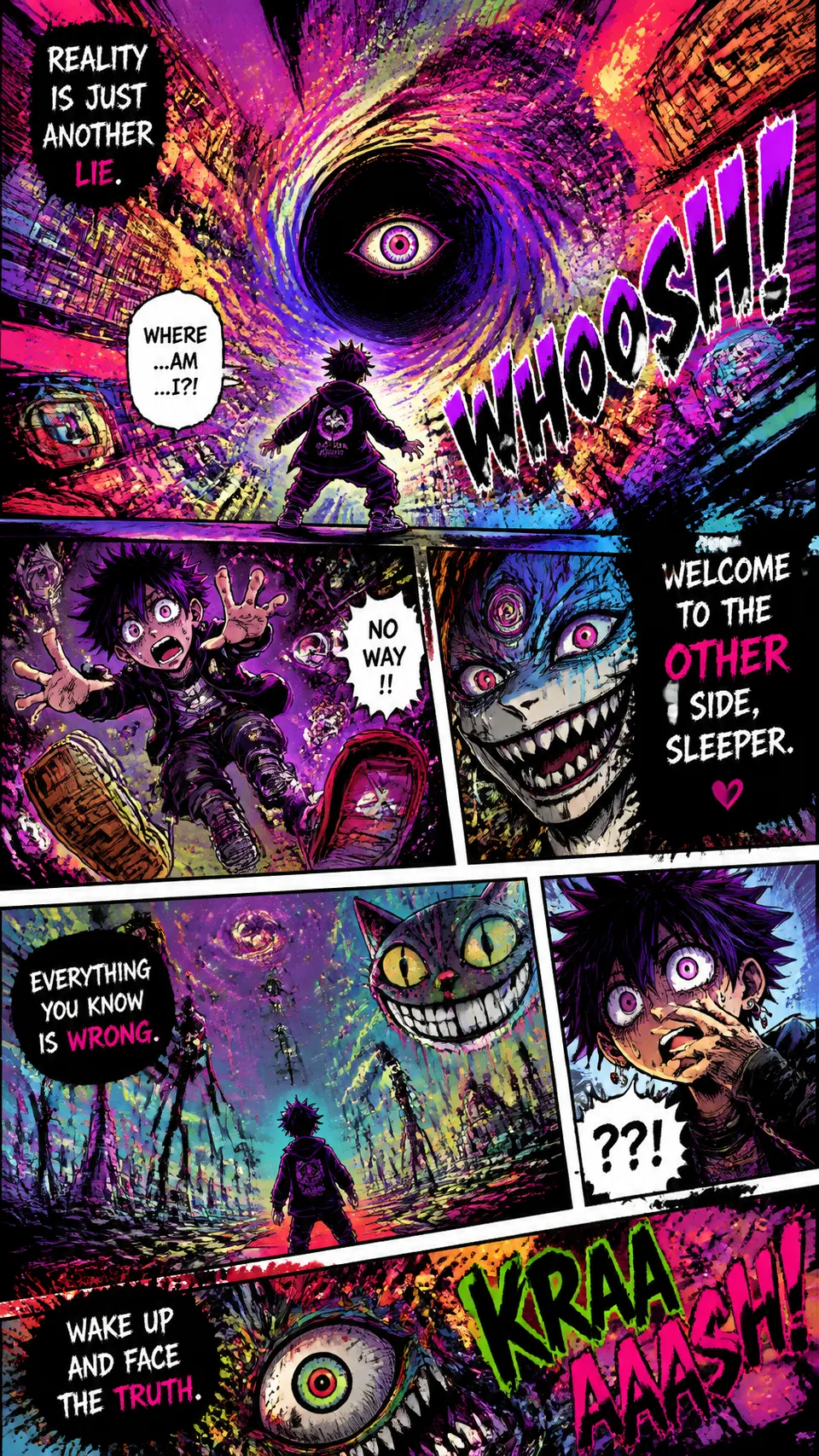 پرامپت استوری‌بورد با چت جی پی تی GPT Image : Full-page colored manga illustration of a… - ساخته‌شده با چت جی پی تی GPT Image