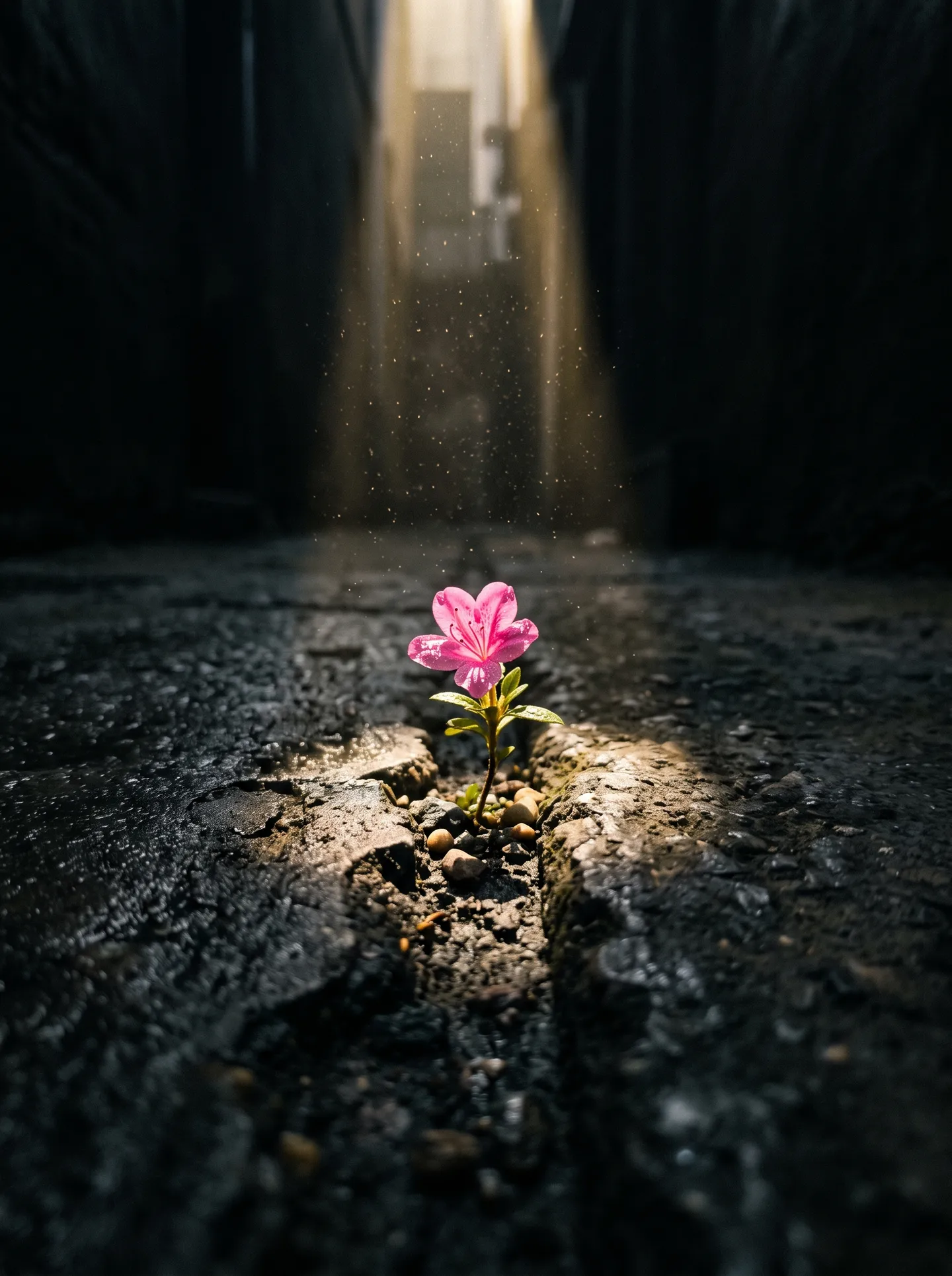 پرامپت پس‌زمینه با نانو بنانا جمینای : A cinematic macro shot of a small, bright pink… - ساخته‌شده با نانو بنانا جمینای