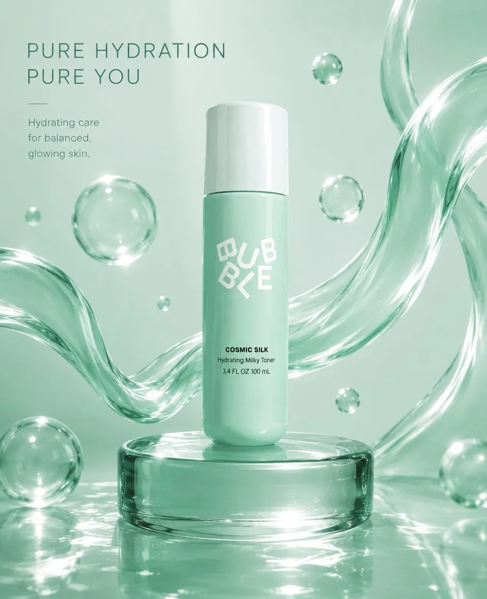 پرامپت محصول با چت جی پی تی GPT Image : Luxury skincare product advertisement , cool… - ساخته‌شده با چت جی پی تی GPT Image