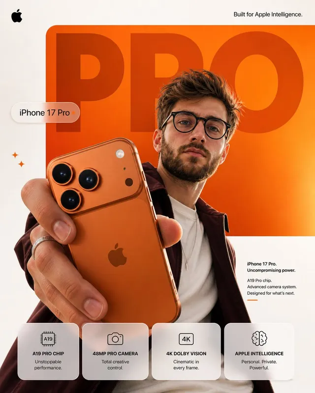 Create a premium Apple-style smartphone advertisement pos...