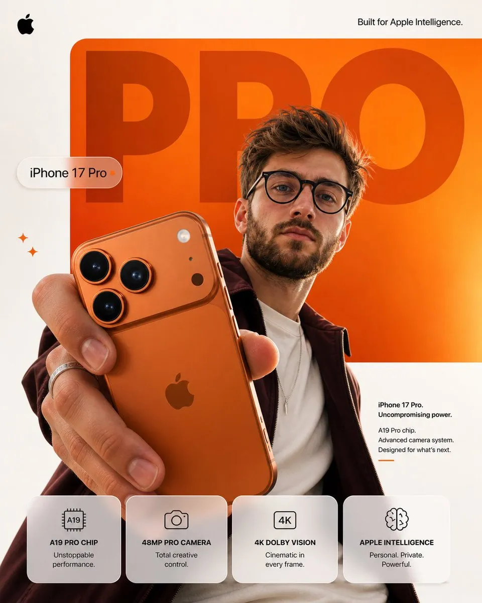 پرامپت لوگو با چت جی پی تی GPT Image : Create a premium Apple-style smartphone… - ساخته‌شده با چت جی پی تی GPT Image