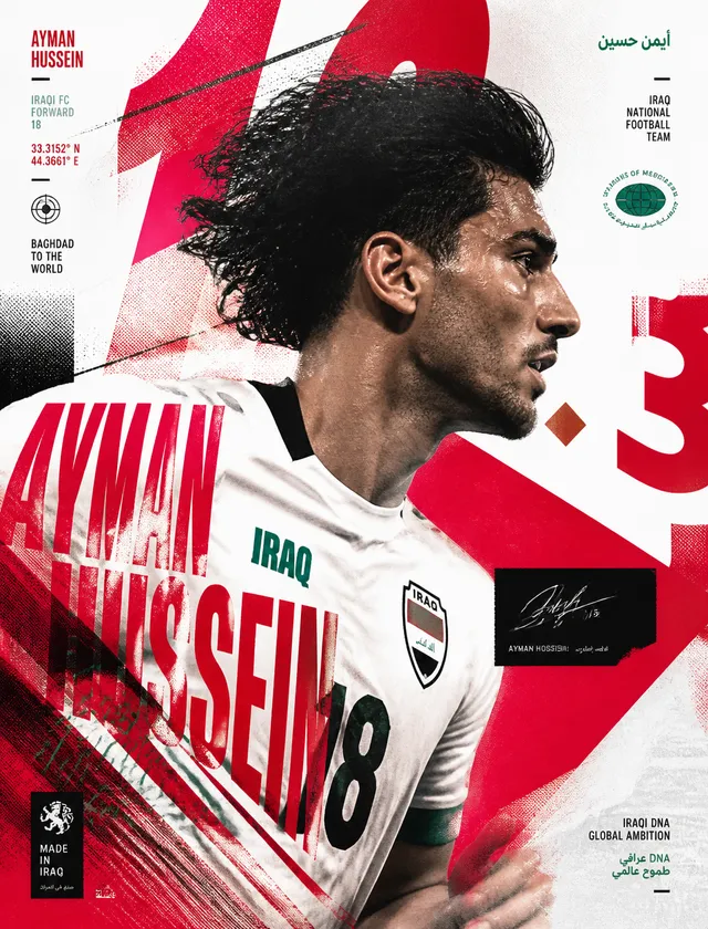 Create an experimental "Ayman Hussein" "iraqi FC player "...