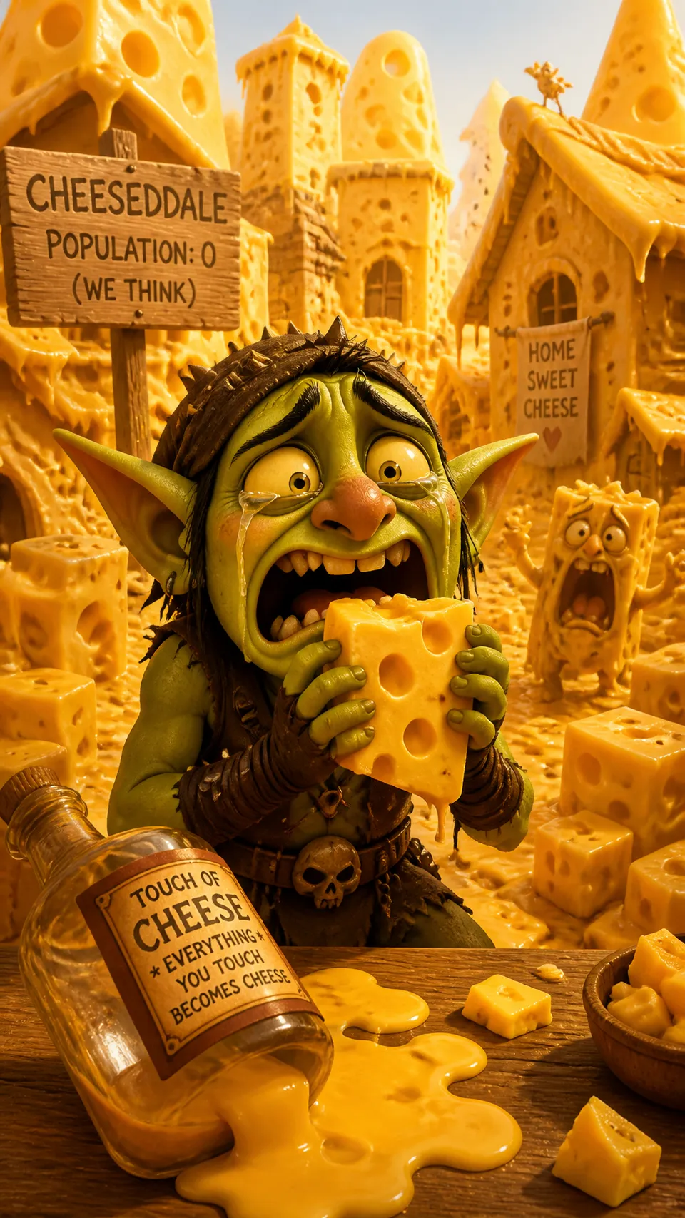 پرامپت سه‌بعدی با چت جی پی تی GPT Image : A chaos goblin accidentally drinks a potion… - ساخته‌شده با چت جی پی تی GPT Image