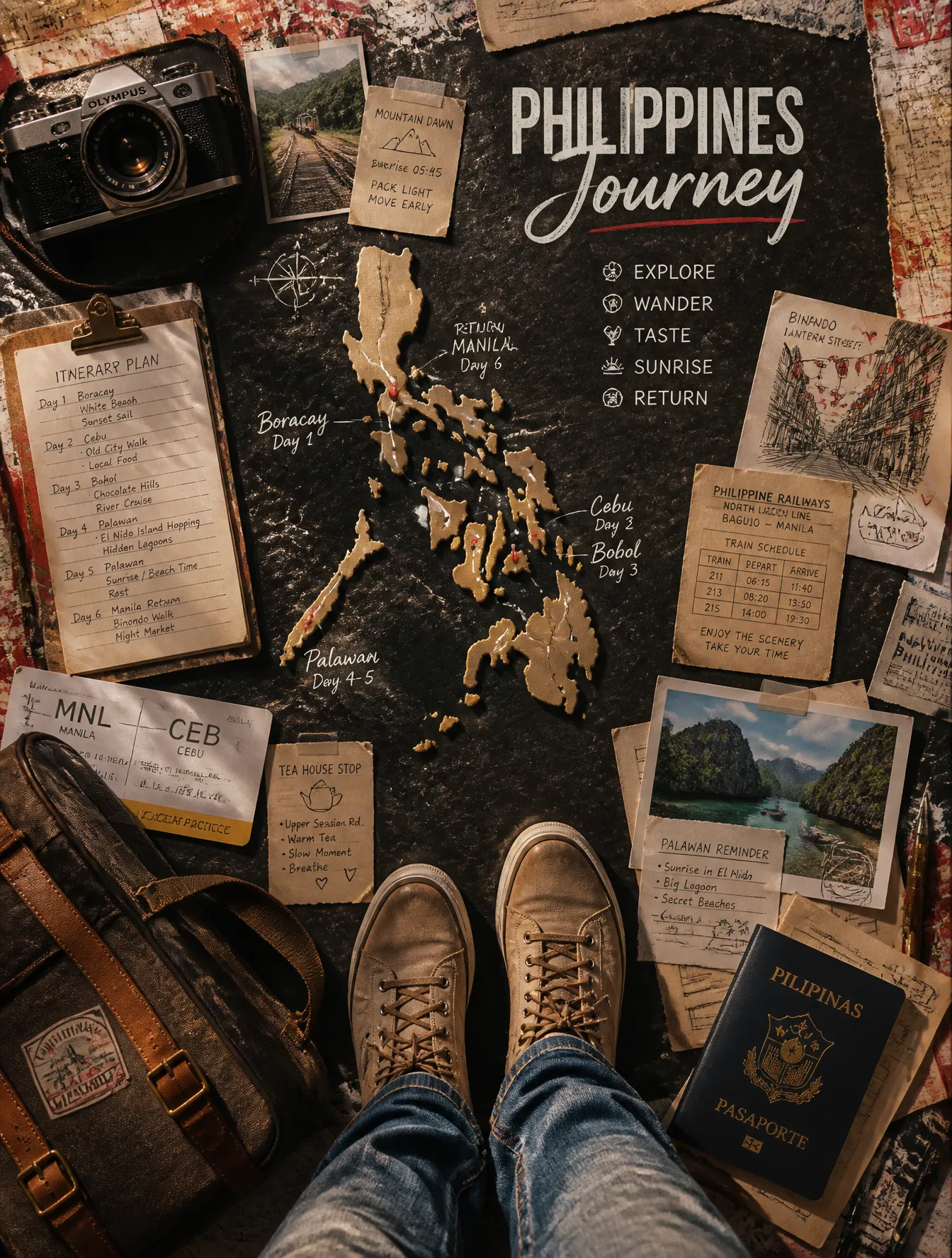 پرامپت طراحی با چت جی پی تی GPT Image : Create an ultra-premium top-down travel… - ساخته‌شده با چت جی پی تی GPT Image
