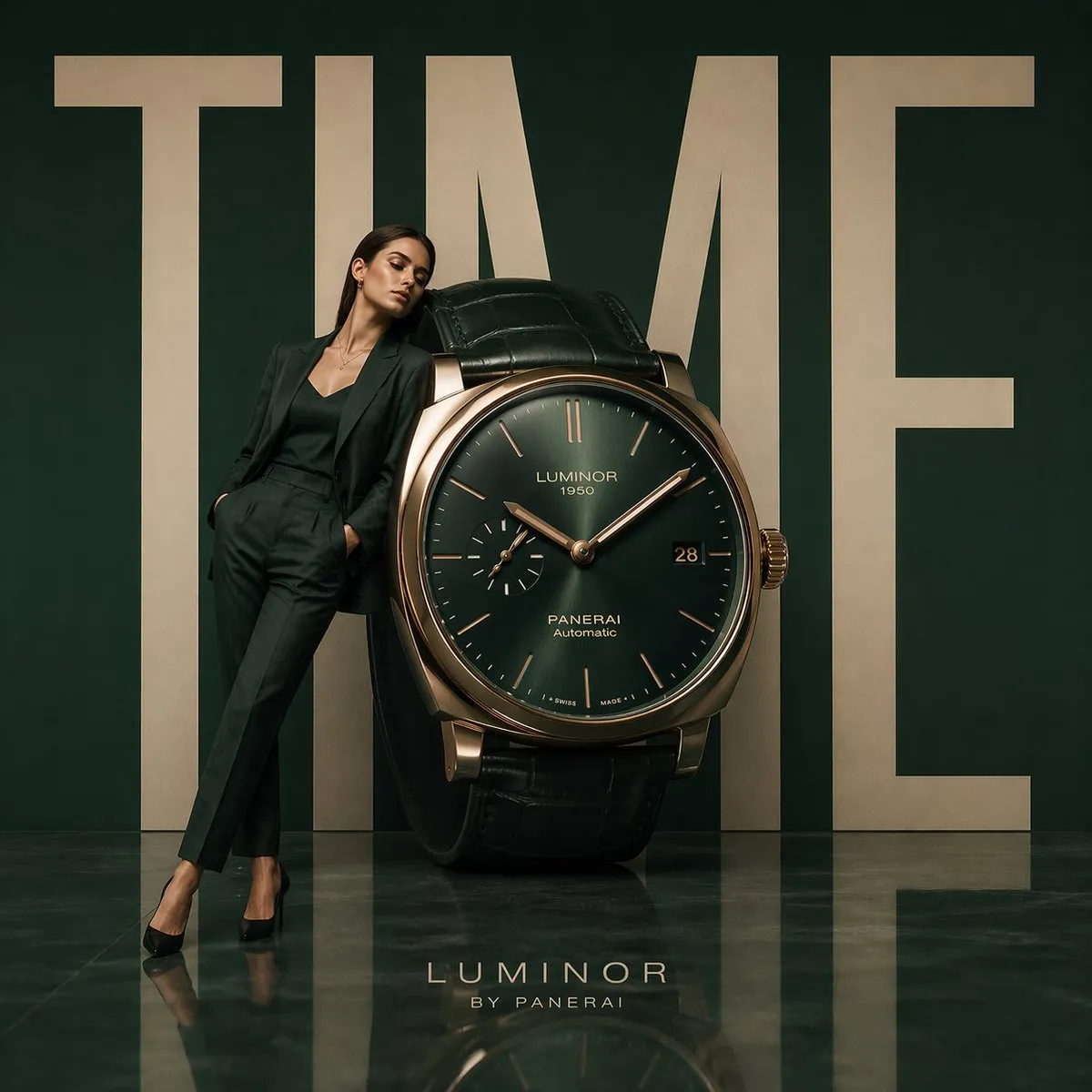 پرامپت محصول با چت جی پی تی GPT Image : Minimalist luxury watch campaign, oversized… - ساخته‌شده با چت جی پی تی GPT Image